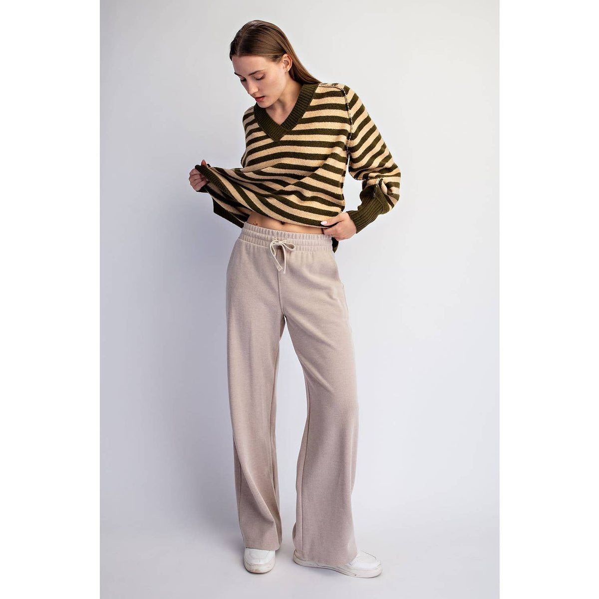 RIB BRUSHED STRAIGHT PANTS