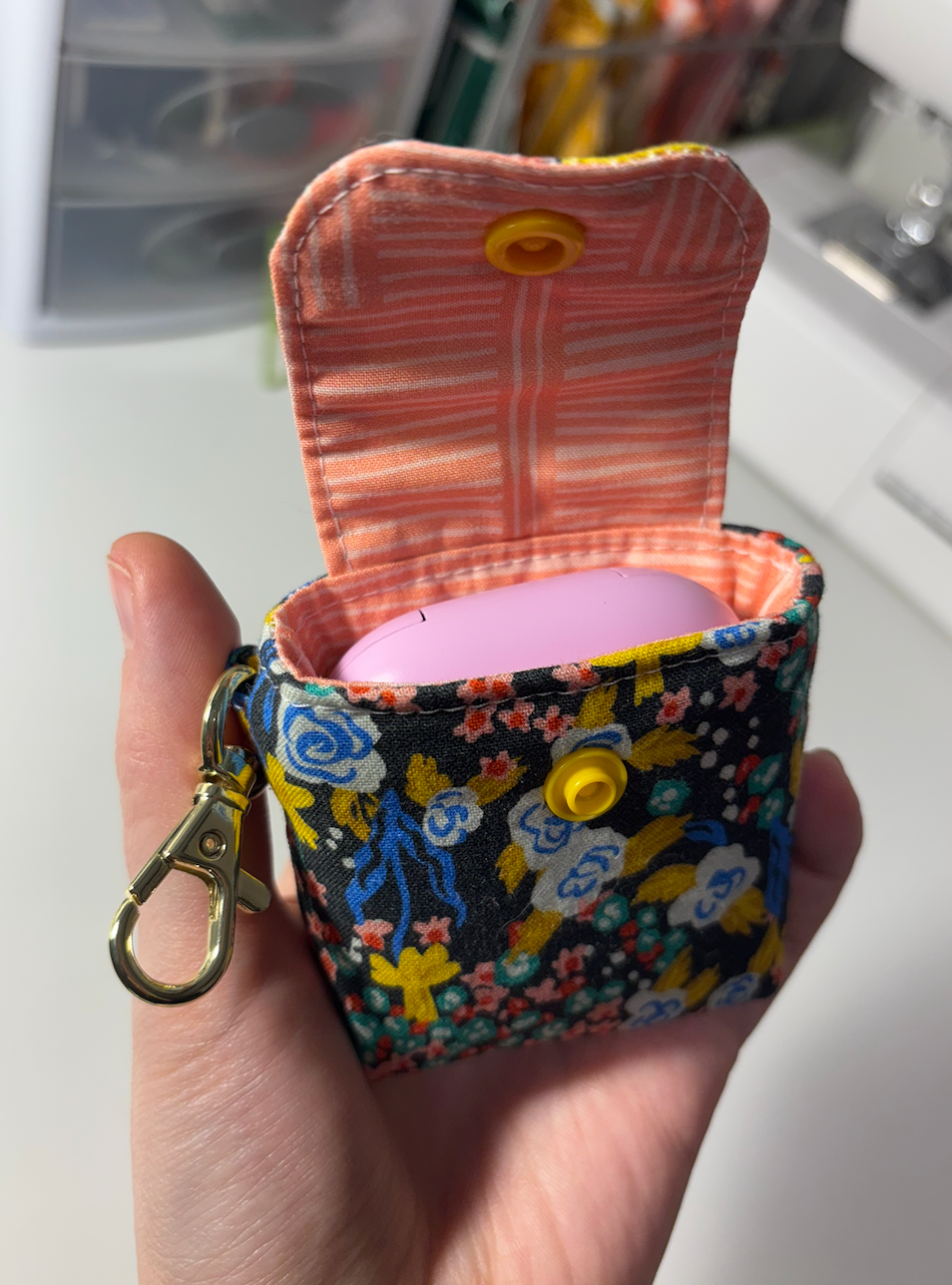 Keychain Earbud Case with Snap Close