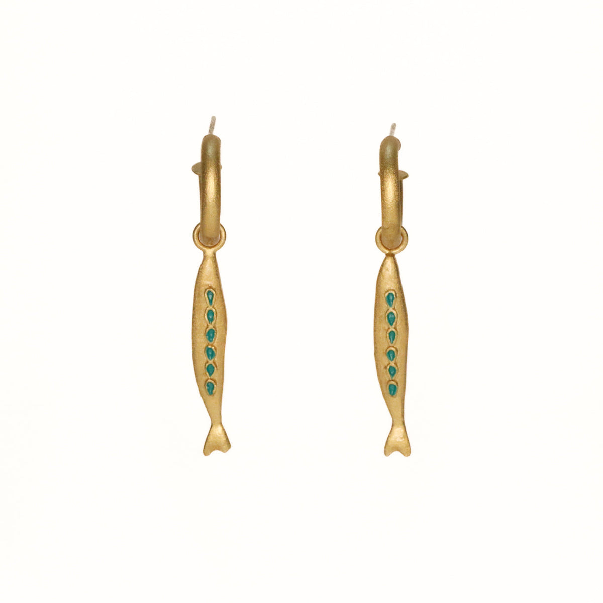 Bania Enameled Fish Hoop Earrings