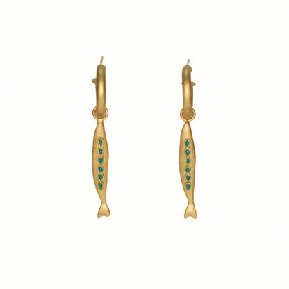 Bania Enameled Fish Hoop Earrings