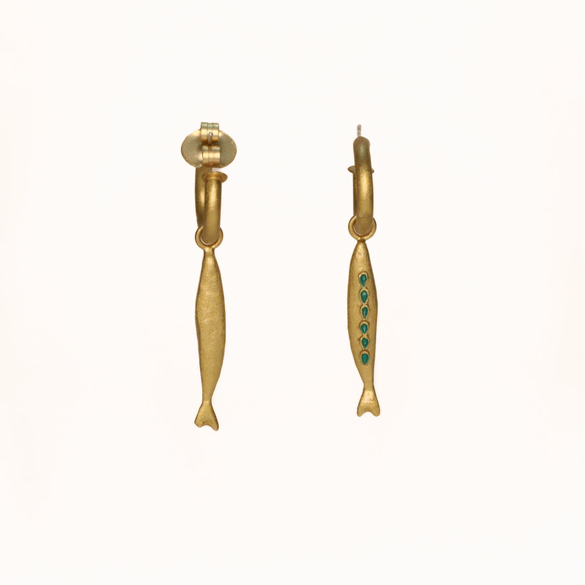 Bania Enameled Fish Hoop Earrings