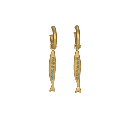 Bania Enameled Fish Hoop Earrings