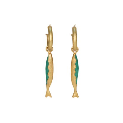 Beoná Enameled Fish Hoop Earrings