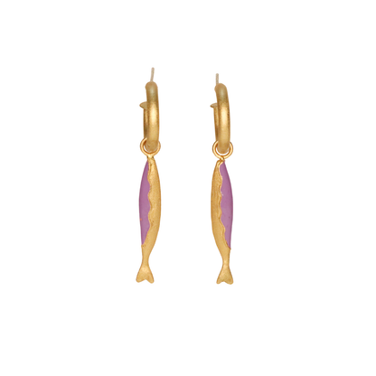Beoná Enameled Fish Hoop Earrings