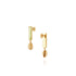 Handmade jewelry: gold soft green chrysoprase stone and shell dangle earrings, ethical handmade earrings in chicago 