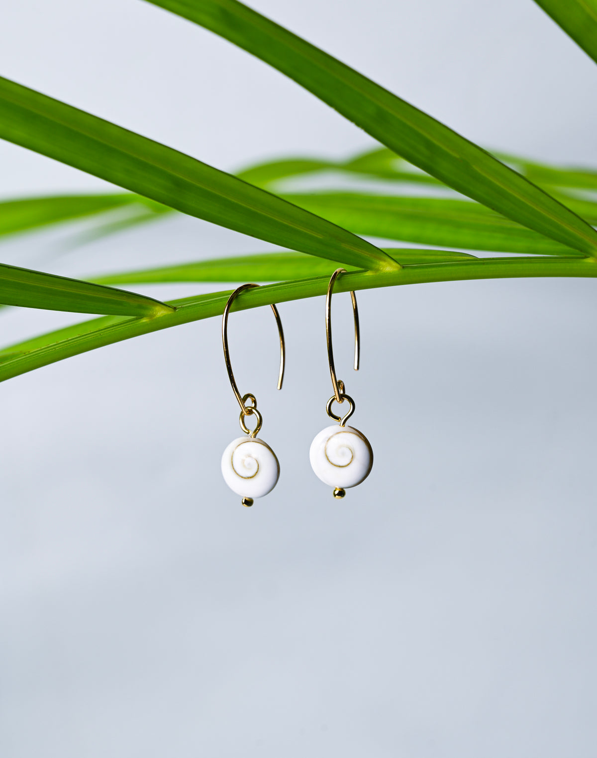 Handmade Shiva Eye Shell Drop Earrings: 18k Gold Plated Boho Jewelry