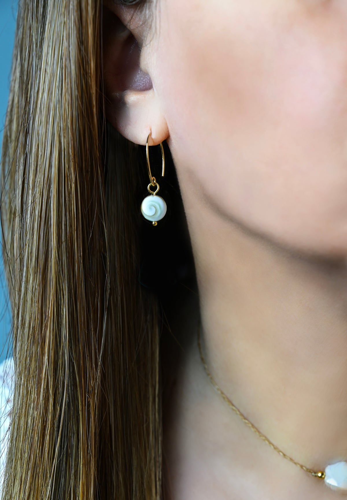 Handmade Shiva Eye Shell Drop Earrings: 18k Gold Plated Boho Jewelry