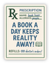 Sticker with humorous prescription text &