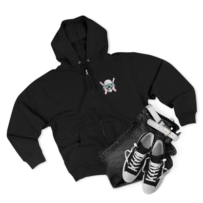 Protect the Dolls Zip Hoodie — Pink Skull &amp; Crossed Guns Trans Rights Hoodie
