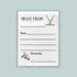The image is a white envelope with a hockey stick and skates on the front, along with a blank greeting card space for a message.