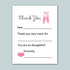 The image is a white card with a pink ballet shoe graphic and a heart symbol. The card has a message written in black cursive font, expressing gratitude and appreciation.