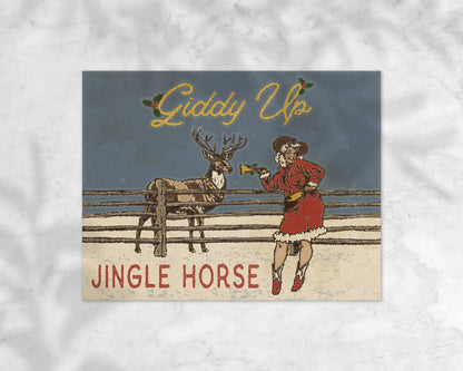 Giddy Up Jingle Horse Christmas Card | Western Holiday Greeting Card