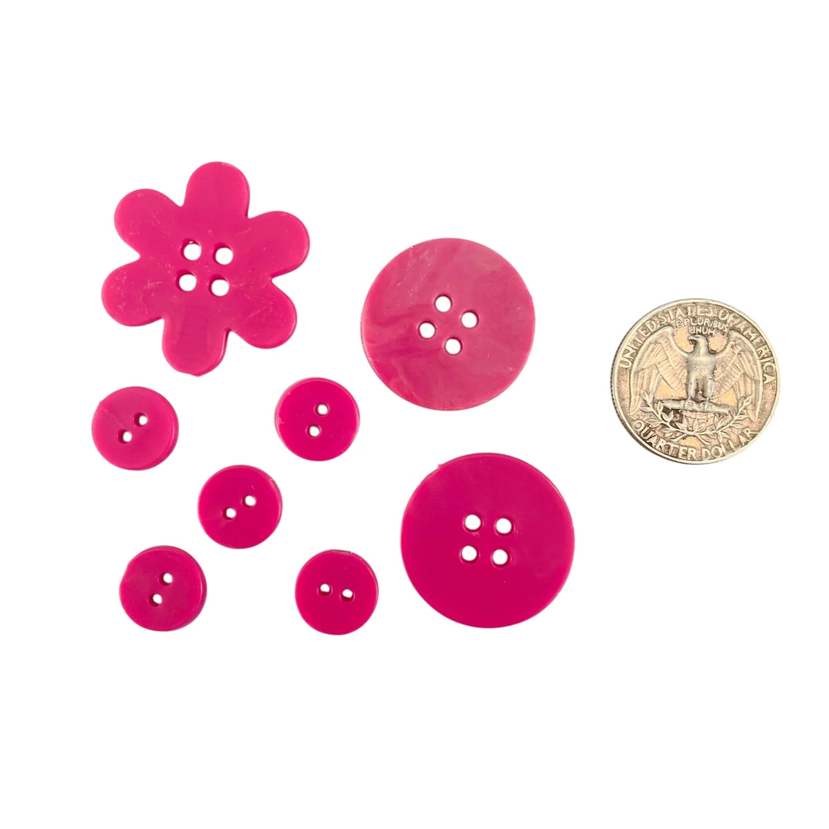 Flower Recycled Plastic Buttons - Magenta