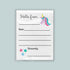 The image is a white envelope with a unicorn illustration and a blank space for a message.