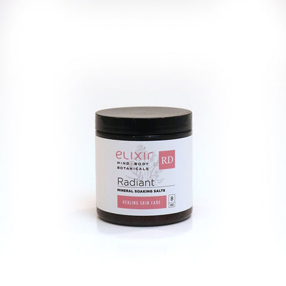 Elixir Mind Body Botanicals Radiant Mineral Soaking Salts are available at Elixir Mind Body Boutique