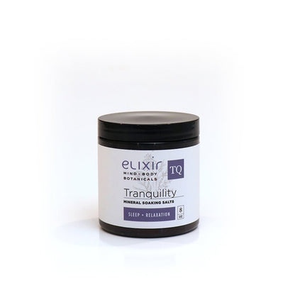 Elixir Mind Body Botanicals Tranquility Mineral Soaking Salts are available at Elixir Mind Body Boutique