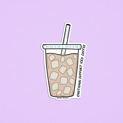 Emotional support iced coffee sticker - MangoIllustrated - Sticker