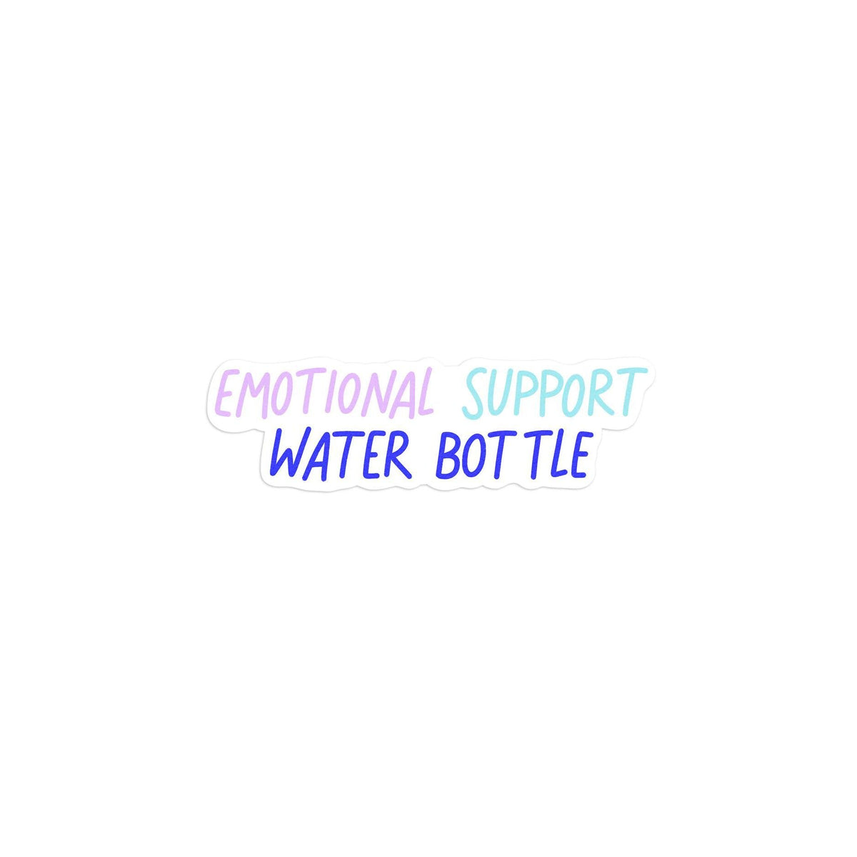 Emotional support water bottle sticker flat lay — waterproof hydration sticker for Stanley and Owala bottles by indie artist MangoIllustrated