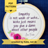 PDF pattern created by Kate, not AI. "Empathy is not weak or work...Woke just means you give a damn about other people. Jane Fonda." Quote hand embroidered in dark purple. Framed in silver circle floral wreath with bright fuchsia and pink roses and light green leaves. Hand stitched on white-on-white cotton. Displayed as fan wall art in light wood embroidery hoop.