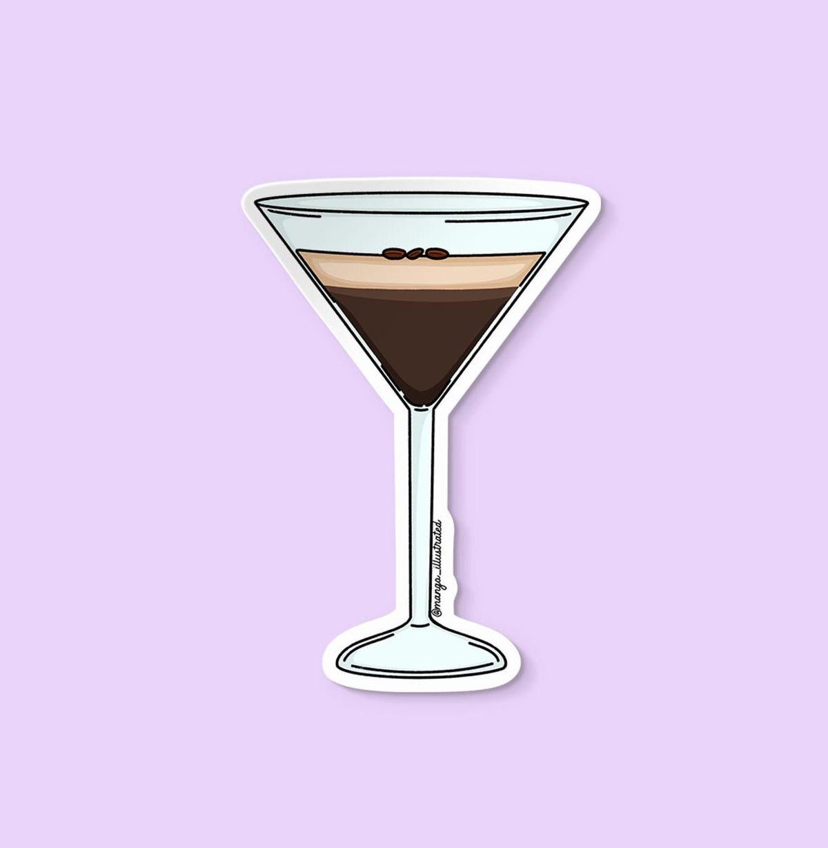 Espresso martini sticker — hand drawn espresso martini cocktail illustration, by MangoIllustrated