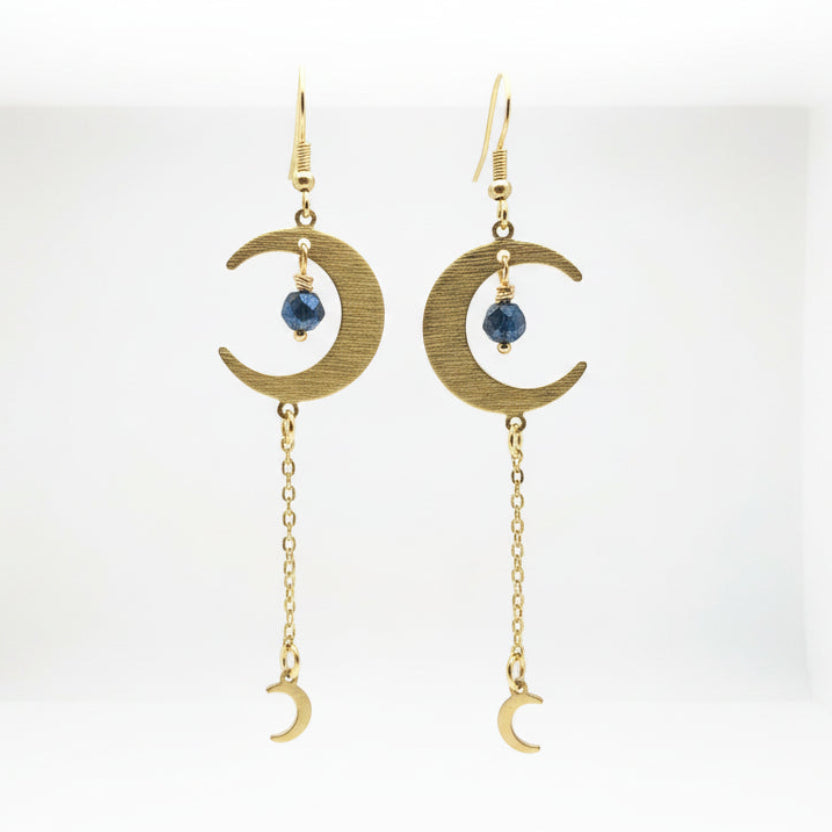 Crescent Moon Brass Earrings