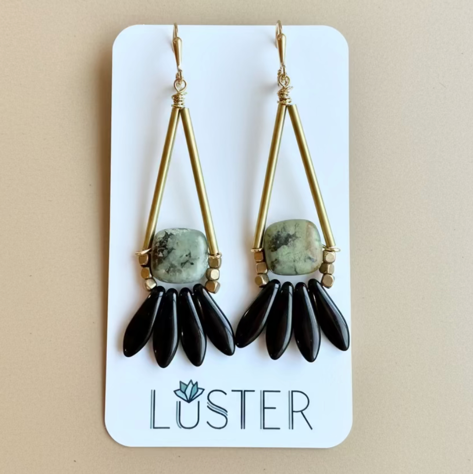 Stone + Glass Statement Earrings