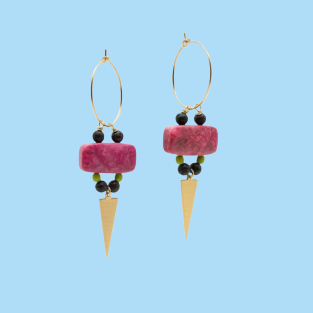 Stone Hoop Statement Earrings
