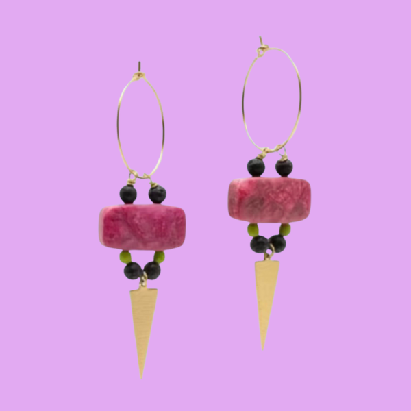 Stone Hoop Statement Earrings