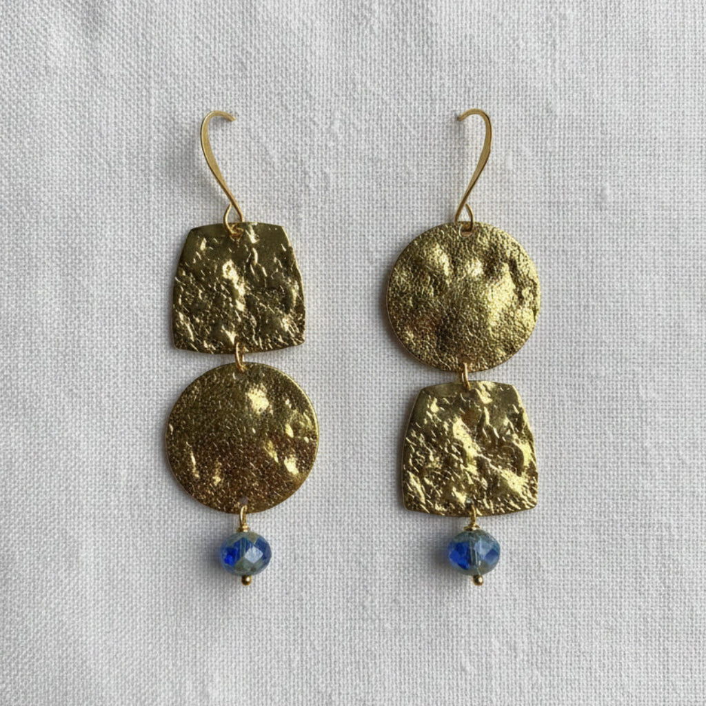 Hammered Brass + Glass Drops