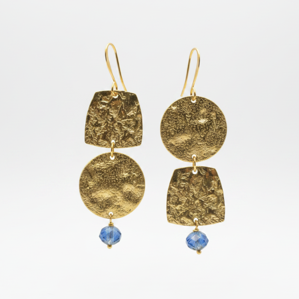 Hammered Brass + Glass Drops