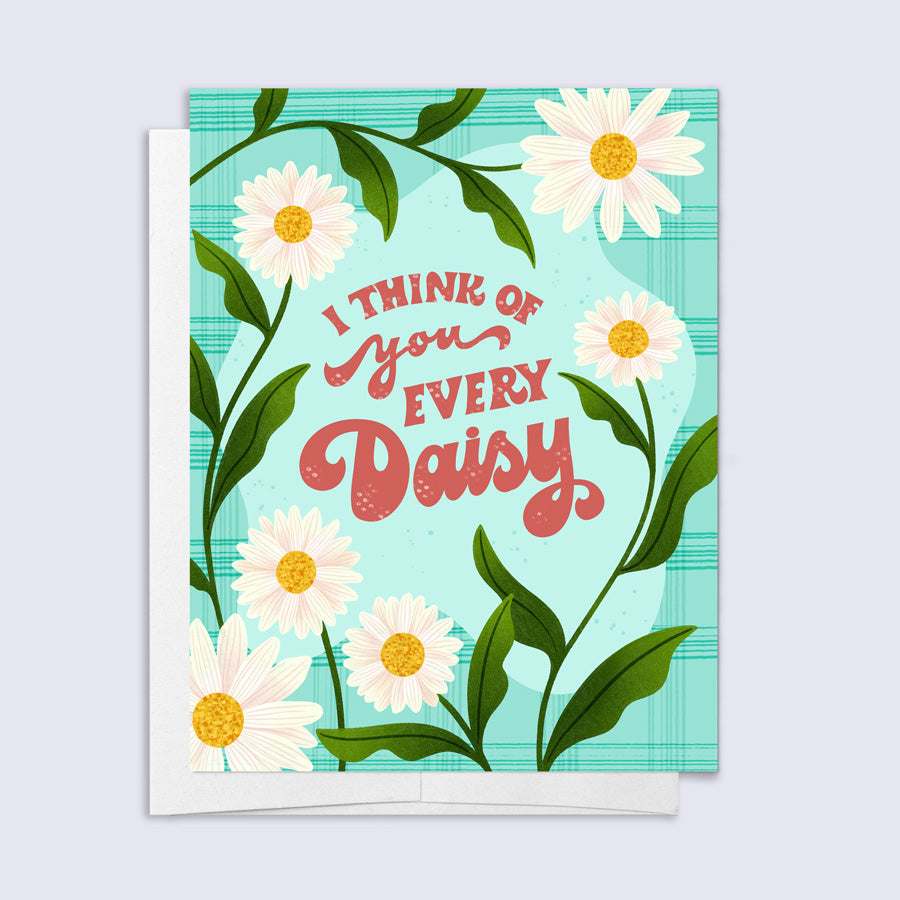 Greeting card with daisies and text &