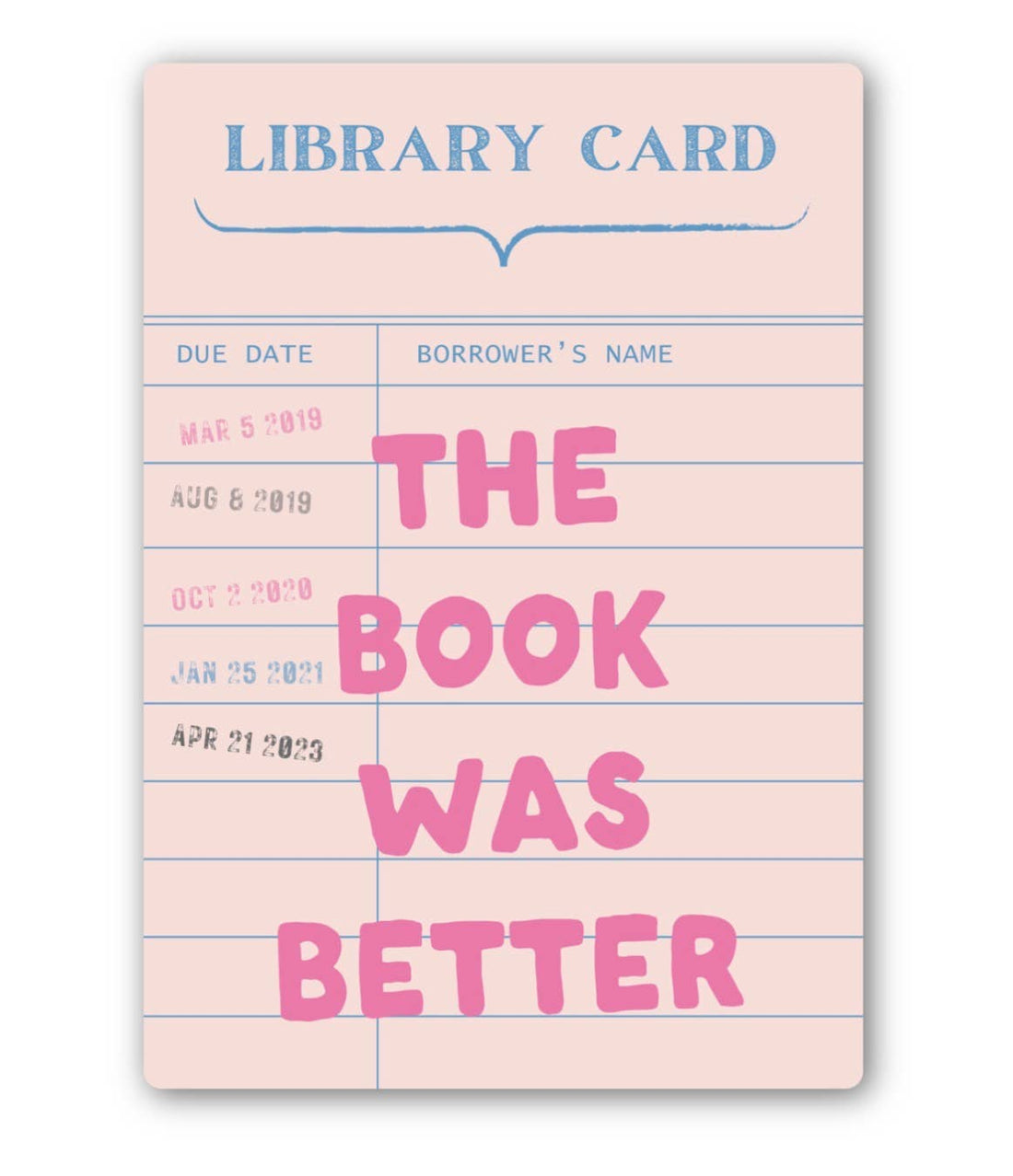 Library card design with &