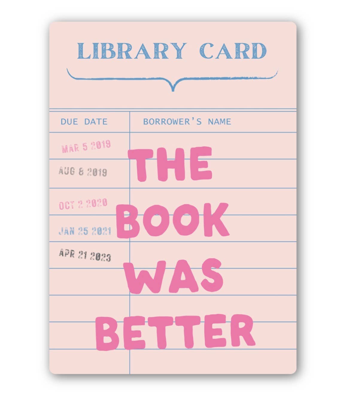 Library card design with &