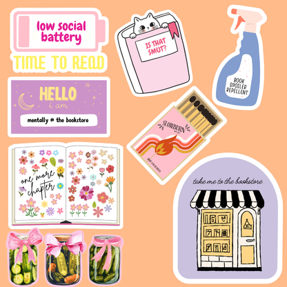 Kindle Bookish Sticker Bundle Pack (10 Stickers)