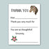 The image is a blank thank you card with a horse illustration and a pink flower. The card has a message that reads "Thank you very much for" followed by "You are so thoughtful!" The card is empty, and there is no text to describe.