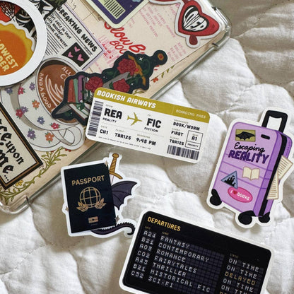 Reality to Fiction Boarding Pass Sticker | Bookish Travel Vinyl Sticker