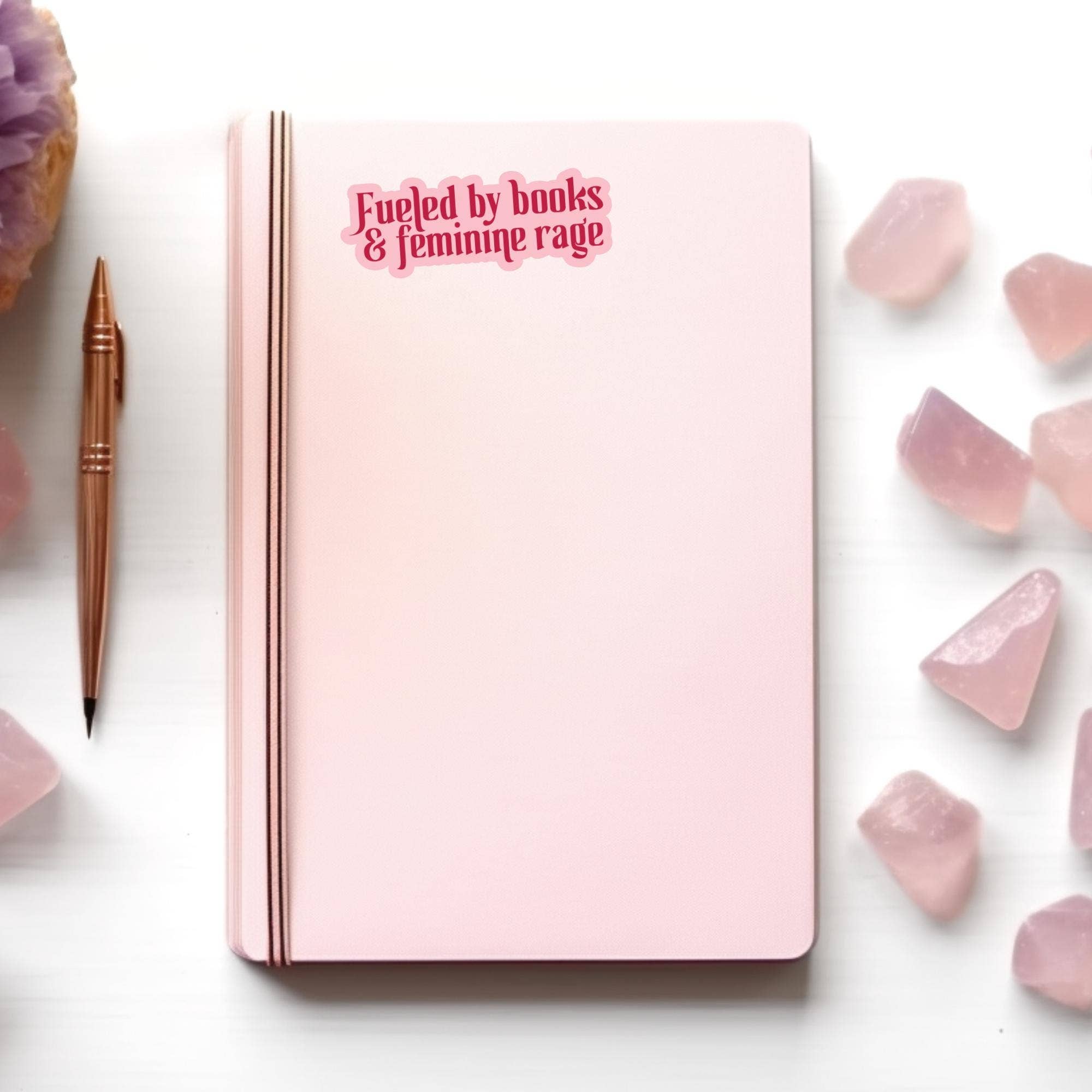 Fueled by Books &amp; Feminine Rage Sticker | Feminist Bookish Vinyl