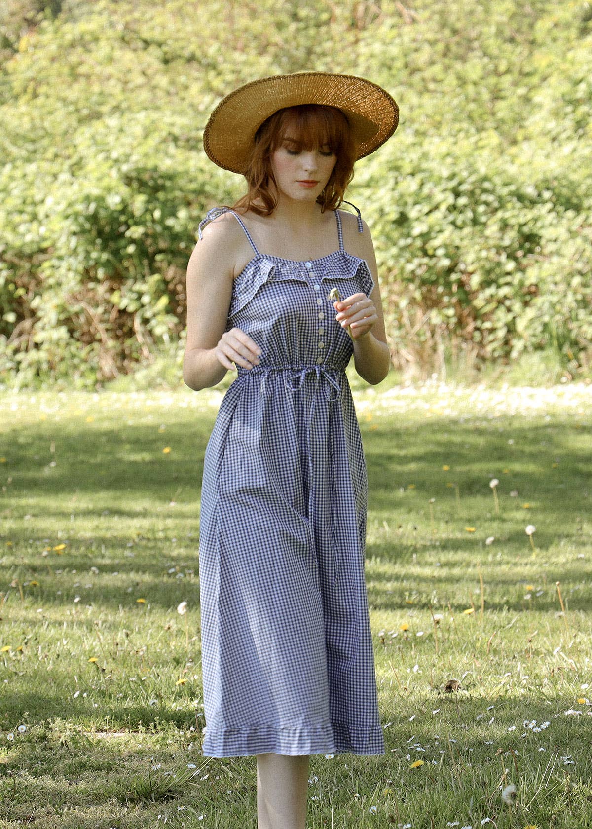 The Soleil Cotton Gingham Midi Dress