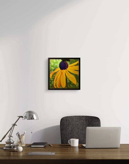 Black-eyed Susan acrylic painting 12x12 framed