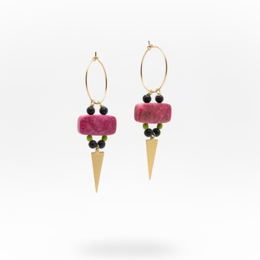 Stone Hoop Statement Earrings