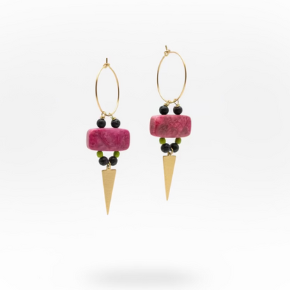 Stone Hoop Statement Earrings