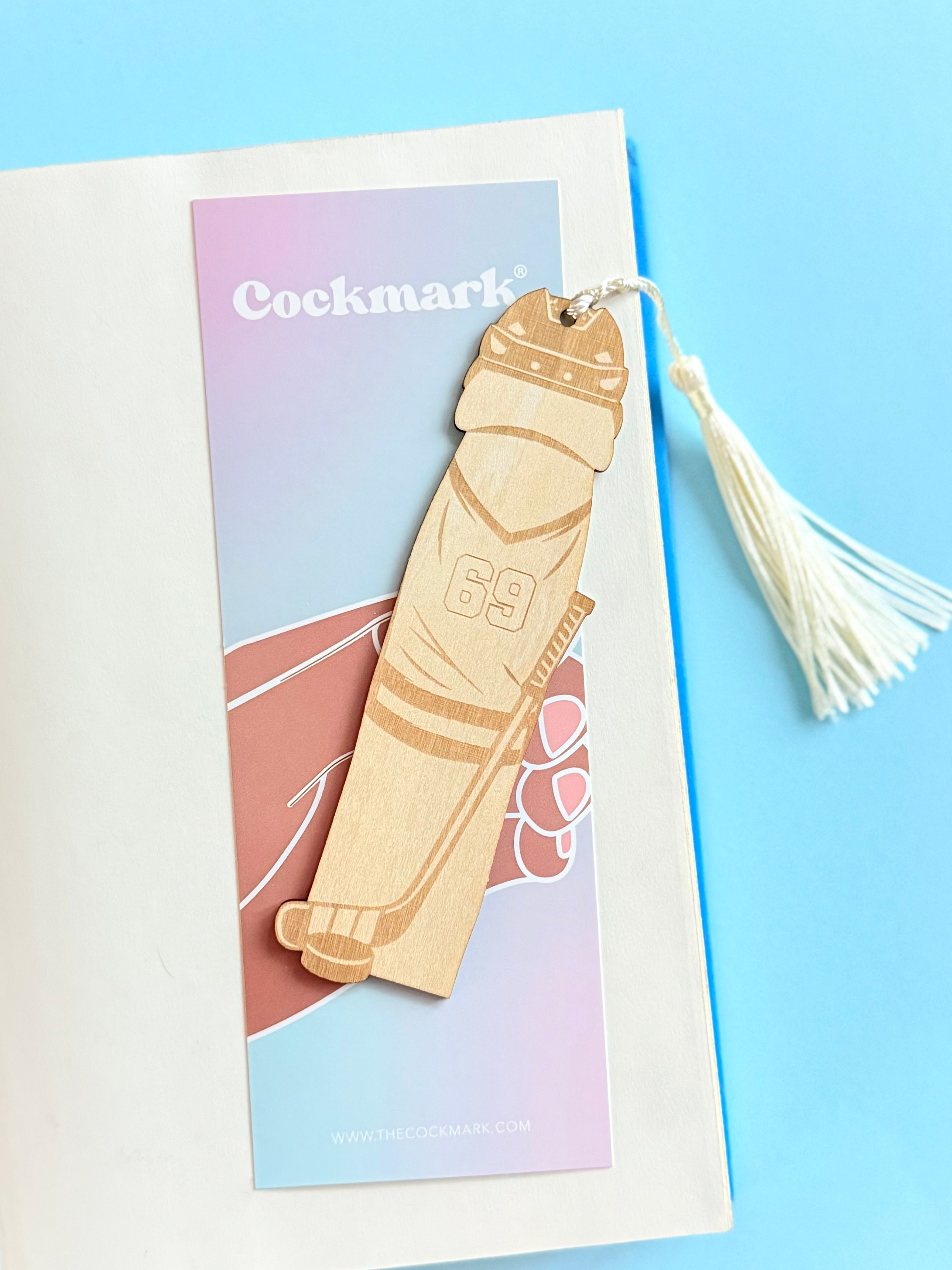 Bookmark with a cartoon character on a colorful background