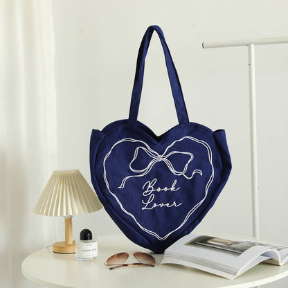 Book Lover Heart Embroidered Tote Bag | Reader Tote