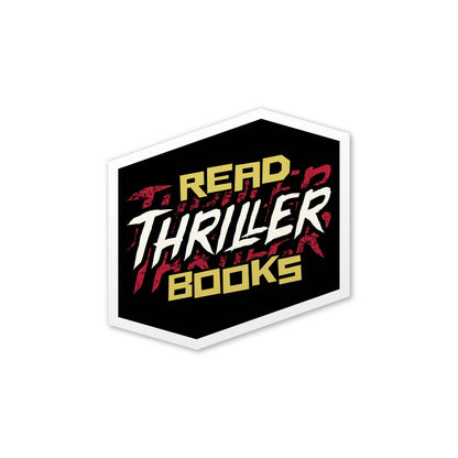 A hexagonal sticker or decal with a black background and white border, featuring the text &