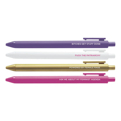 Feminist agenda jotter gel pen set - MangoIllustrated - Pens
