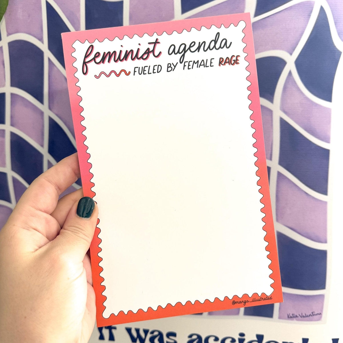 Feminist agenda notepad — 50 tear away sheets with cardboard backing by indie artist MangoIllustrated