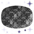 Feminist hidden profanity gothic rose serving platter on white background with decorative stars showing full oval shape and dark floral pattern