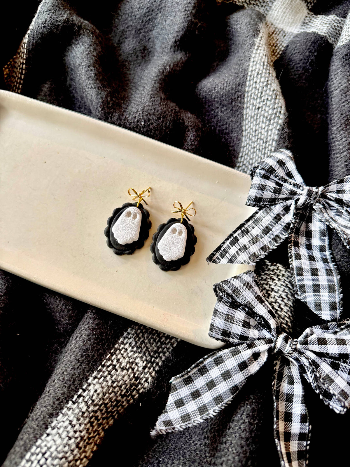 Ghost Frame Earrings | Polymer Clay Halloween Earrings