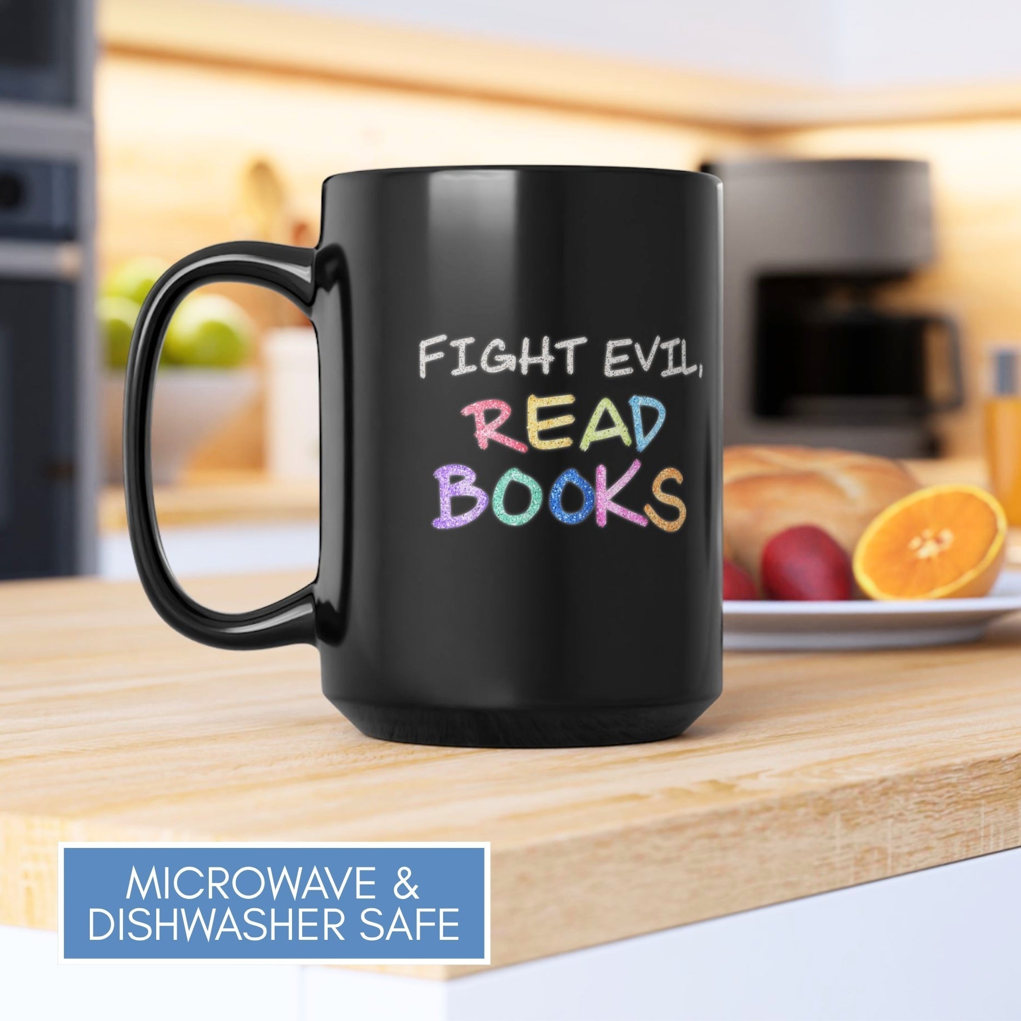 fight-evil-read-books-coffee-mug-book-lover-tea-cup-hand-drawn-lettering-black-bookish-gift