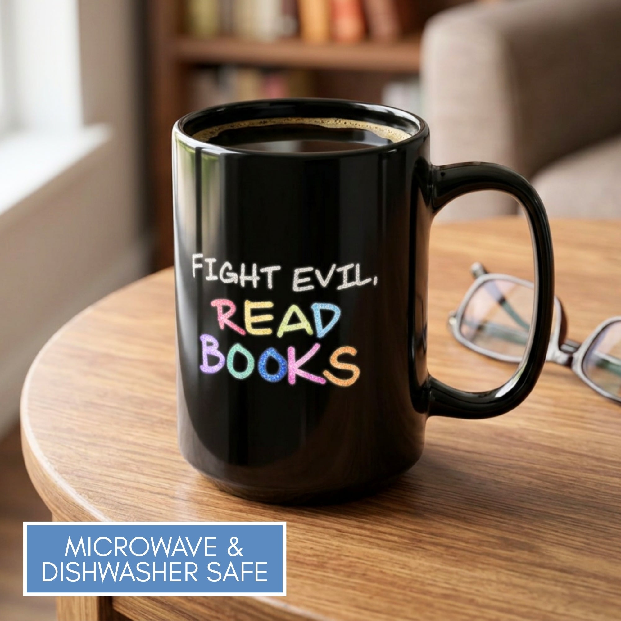 fight-evil-read-books-coffee-mug-book-lover-tea-cup-hand-drawn-lettering-black-bookish-gift